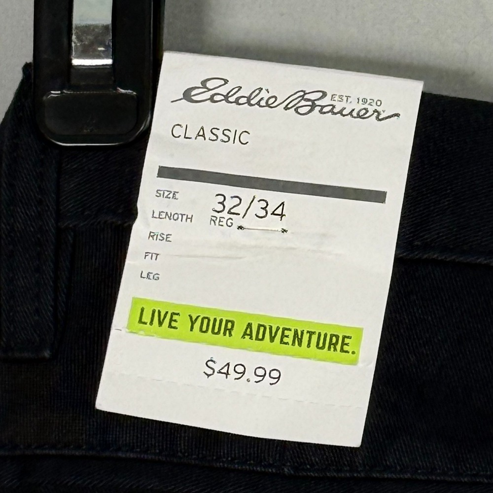 Eddie Bauer Classic Pants NWT Mens 32x34 Navy Blue Straight Leg Soft - Picture 8 of 10